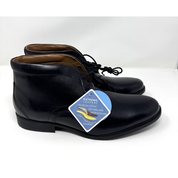 Clarks Men's Whiddon Mid Chukka Boot, Black Leather, Size 11.5 - Picture 3 of 7